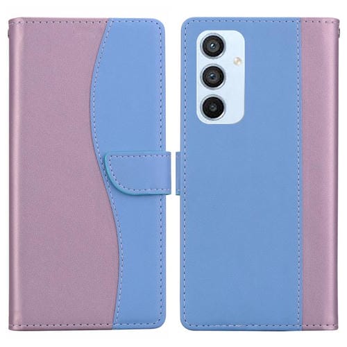Funda de cuero bicolor con relieve para Samsung Galaxy A54 5G (rosa y azul)