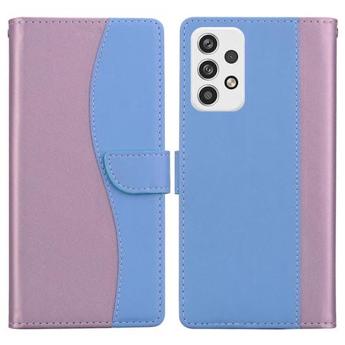 Funda de cuero bicolor con relieve para Samsung Galaxy A13 4G/5G (rosa y azul)