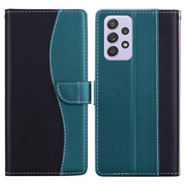 Funda de cuero bicolor con relieve para Samsung Galaxy A52/A52s 5G (negro y verde)