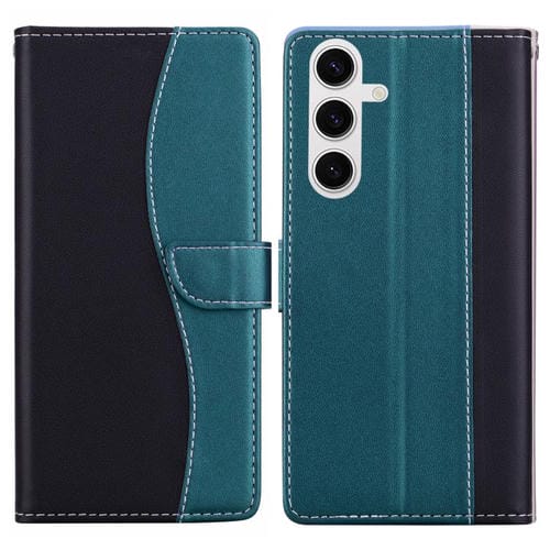 Funda de cuero bicolor con relieve para Samsung Galaxy S23+ 5G (negro y verde)