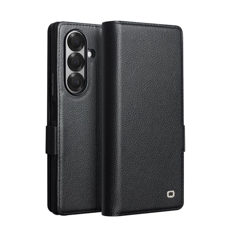 Funda de cuero genuino QIALINO Classics 3.ª para Samsung Galaxy Z Fold7 5G (negra)