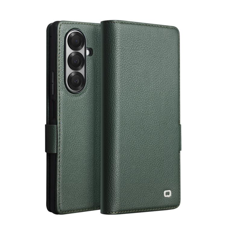 Funda de cuero genuino QIALINO Classics 3.ª para Samsung Galaxy Z Fold7 5G (cian)