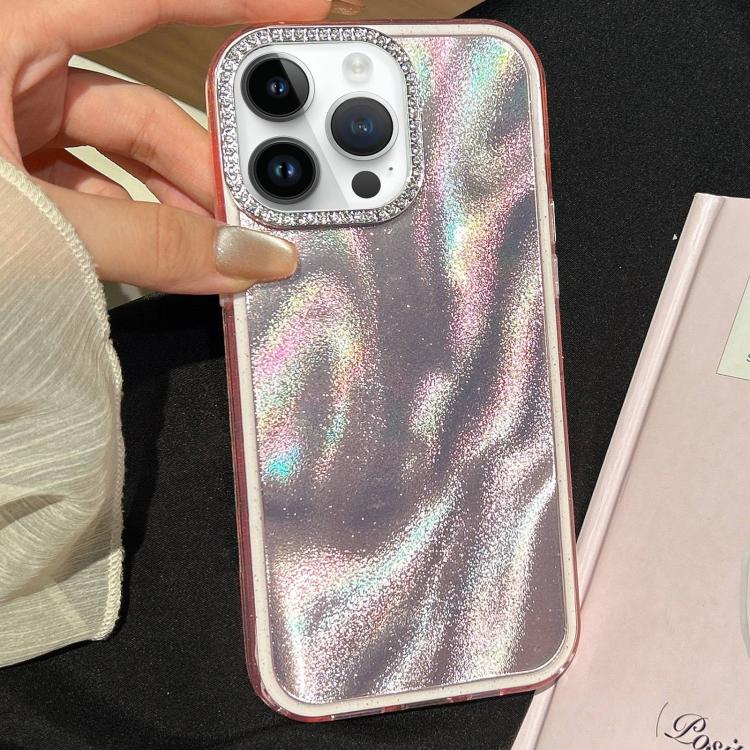 Funda 3 en 1 con diseño de arena movediza y marco de diamante para iPhone 12 Pro (rosa)