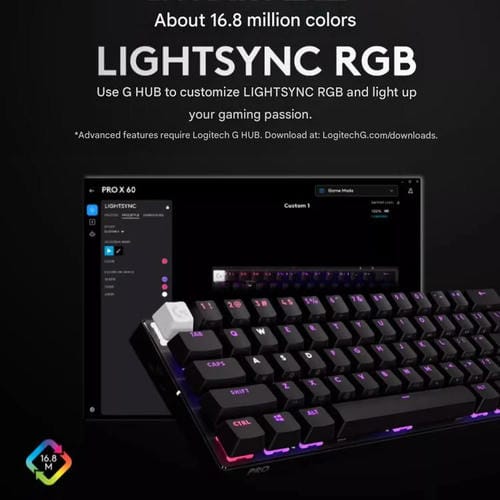 Teclado inalámbrico Logitech G PRO X 60 LIGHTSPEED interruptores ópticos GX-L (Negro)