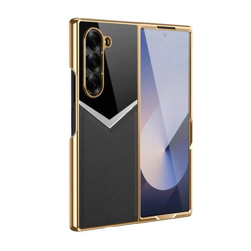 Funda plegable de cuero con contraste integrado para Samsung Galaxy Z Fold6 5G (negro)