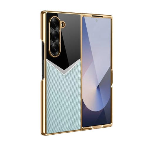 Funda plegable de cuero con contraste integrado para Samsung Galaxy Z Fold6 5G (azul cielo)