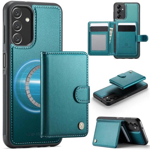 Funda de cuero con hebilla magnética y RFID para Samsung Galaxy A14 4G / 5G / M44 5G JEEHOOD J09 (verde)