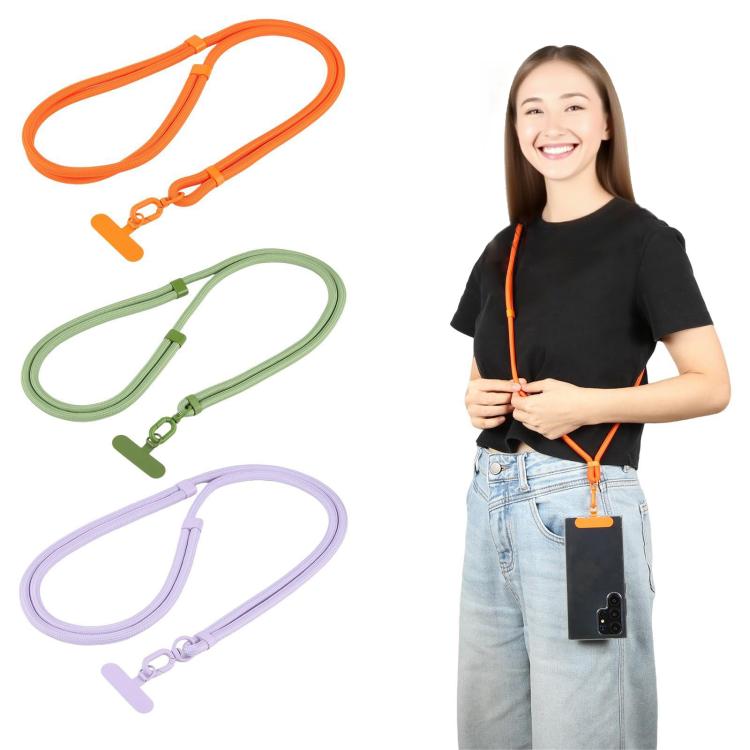 7mm Polyester Solid Color Two-way Adjustable Crossbody Mobile Phone Lanyard with Metal Gasket(Purple)