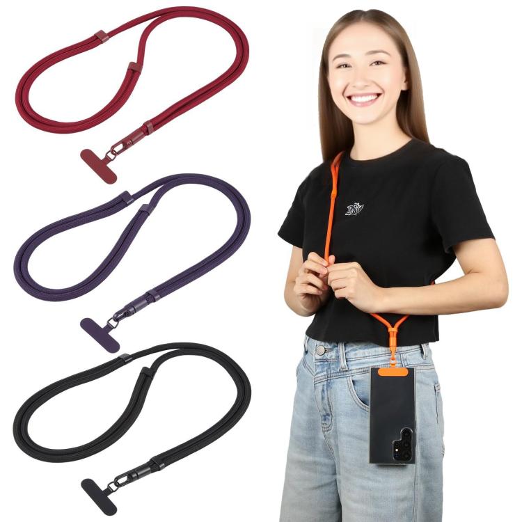 Cordón ajustable minimalista para teléfono móvil, de poliéster de 7 mm, color sólido (naranja)