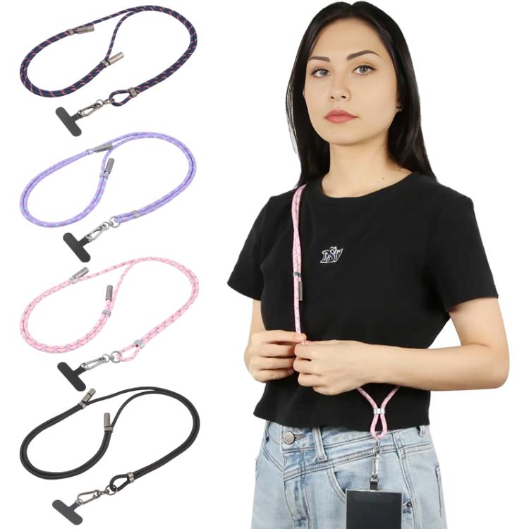 Type-C to 8 Pin Data Charging Cable Crossbody Phone Long Lanyard(Pink)