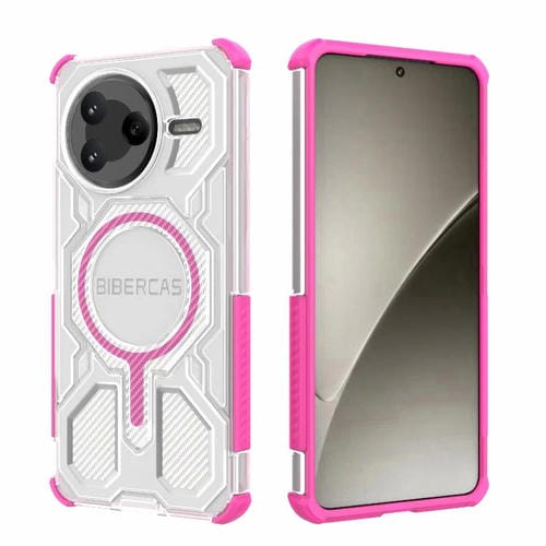 Funda BIBERCAS transparente con bolsa de aire MagSafe para Redmi K80 (rosa)
