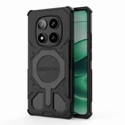 Funda BIBERCAS Real Color Series MagSafe a prueba de golpes para Redmi Note 14 Pro 5G (negra)