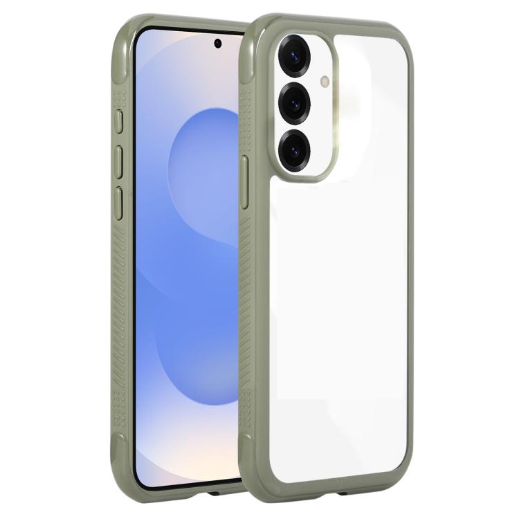 Funda de acrílico TPU transparente con borde liso para Samsung Galaxy S25+/S24+ 5G (verde militar)