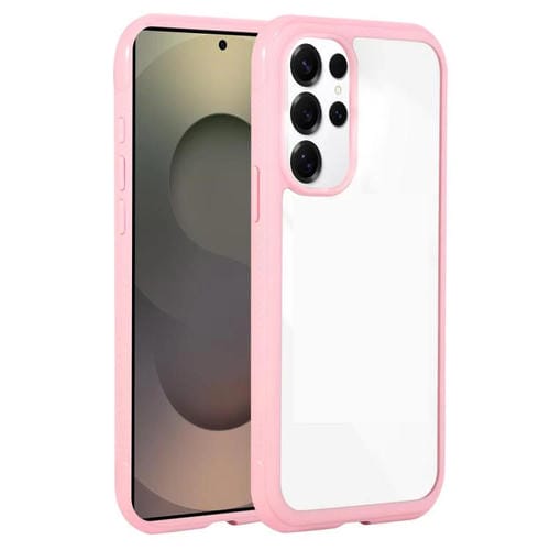 Funda de acrílico TPU transparente con borde liso para Samsung Galaxy S25 Ultra/S24 Ultra 5G (rosa)