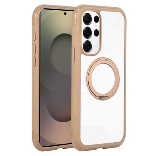 Funda MagSafe para Samsung Galaxy S25 Ultra / S24 Ultra 5G con borde transparente y rotación (marrón)