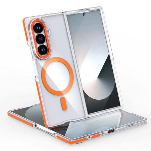 Funda híbrida de TPU y acrílico transparente de dos colores MagSafe para Samsung Galaxy Z Fold7 5G (naranja)