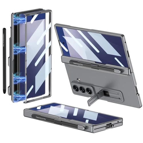 Funda plegable magnética GKK para Samsung Galaxy Z Fold7 5G con ranura para bolígrafo (gris)