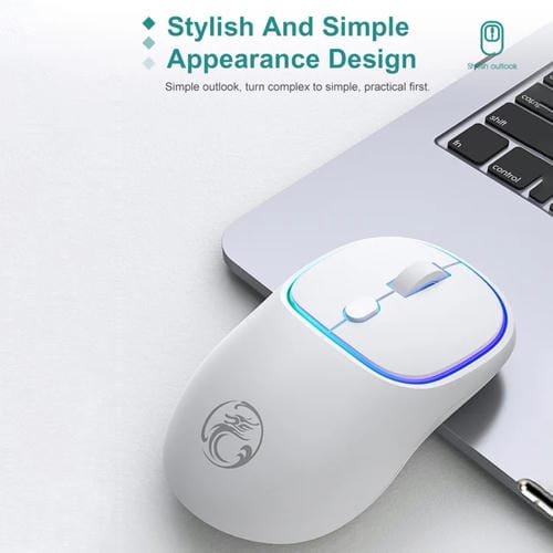 Ratón Inalámbrico Recargable Imice W-618 4 Botones 1600 DPI 2.4Ghz Bluetooth Silencioso para Computadora PC Laptop (Azul)