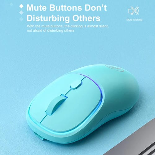Ratón Inalámbrico Recargable Imice W-618 4 Botones 1600 DPI 2.4Ghz Bluetooth Silencioso para Computadora PC Laptop (Azul)