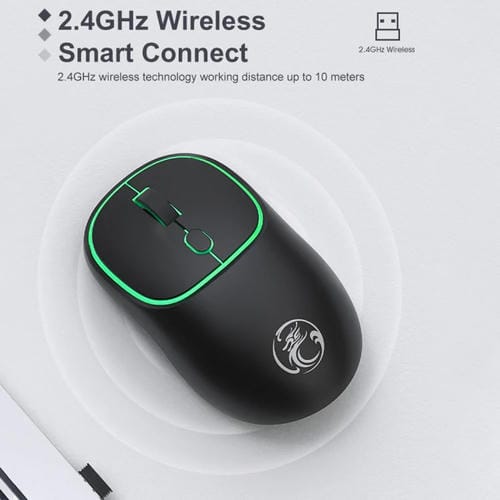 Ratón Inalámbrico Recargable Imice W-618 4 Botones 1600 DPI 2.4Ghz Bluetooth Silencioso para Computadora PC Laptop (Azul)