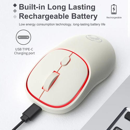 Ratón Inalámbrico Recargable Imice W-618 4 Botones 1600 DPI 2.4Ghz Bluetooth Silencioso para Computadora PC Laptop (Azul)