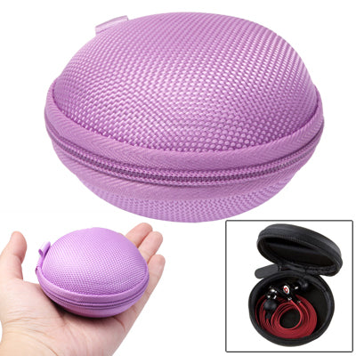 Caja de Bolsa de Transporte Portátil Estilo Cuadrícula para Auriculares (Púrpura)