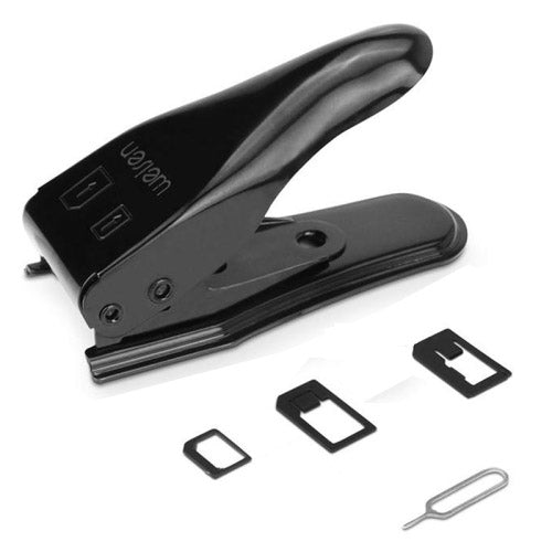 Dual Nano Sim Cutter para Iphone Samsung Huawei Xiaomi con Adaptadores y Llave de Bandeja (Negro)