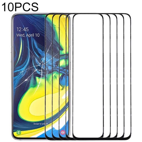 Lentes de Cristal Pantalla Samsung Galaxy A90 / A80 (10 Piezas) (Negro)