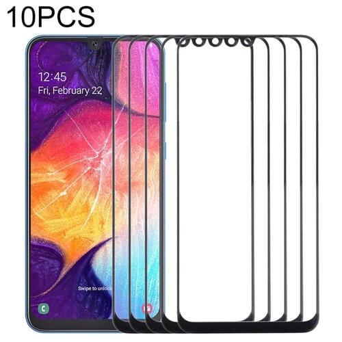 Lente de Vidrio Exterior Samsung Galaxy A50 / A30 / M30 / A4S Pantalla Frontal (Negro) (10 Piezas)