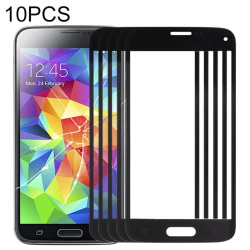 Pantalla Frontal Exterior de Vidrio Samsung Galaxy S5 Mini (Negro) 10pcs