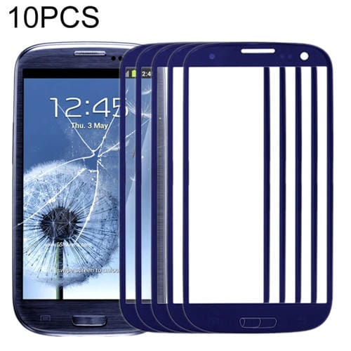 Schermo Frontale Samsung Galaxy S3/i9300 Lente in Vetro Esterna (Blu) 10 pezzi