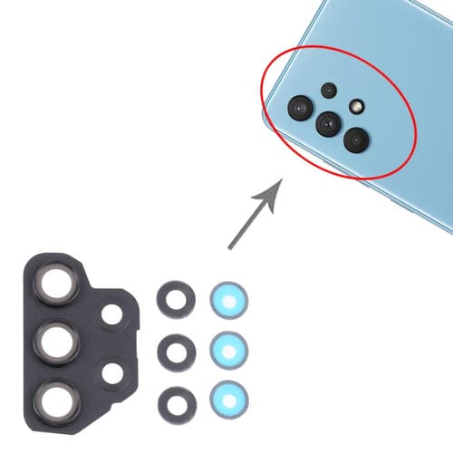 Capuchon d'objectif d'appareil photo Samsung Galaxy A32 SM-A325 (10 pièces) (Noir)