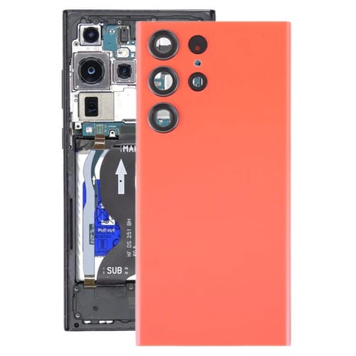 Tapa Trasera de Batería de Vidrio Samsung Galaxy S23 Ultra SM-S918 con Lente de Cámara (Rojo)