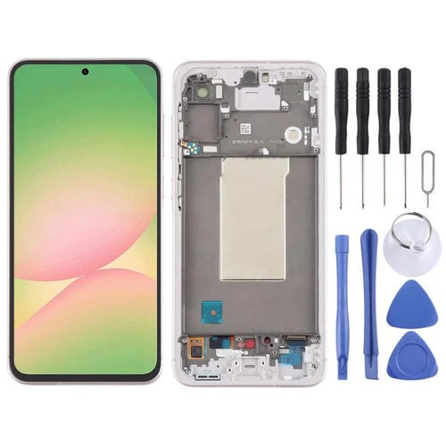 LCD-Bildschirm Samsung Galaxy A56 SM-A566B und Rahmen (Rosa)