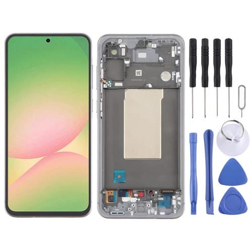 LCD-Bildschirm Samsung Galaxy A56 SM-A566B und Rahmen (Grau)