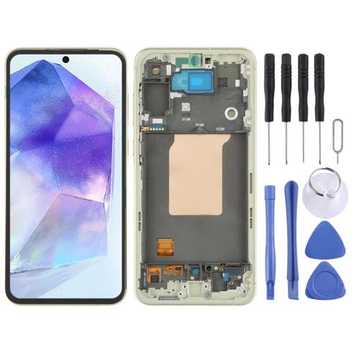 LCD-Bildschirm Samsung Galaxy A55 SM-A556B und Rahmen (HellgrĂŒn)