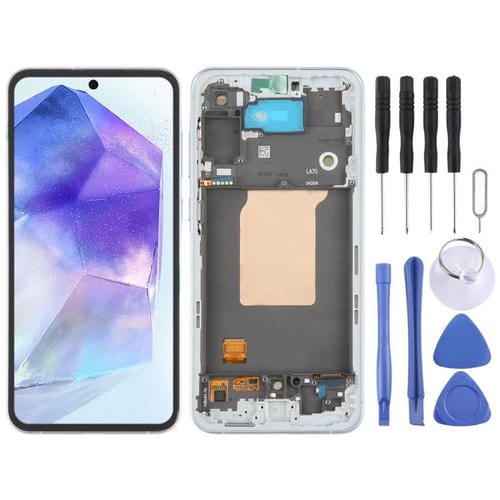 LCD-Bildschirm Samsung Galaxy A55 SM-A556B und Rahmen (Himmelblau)