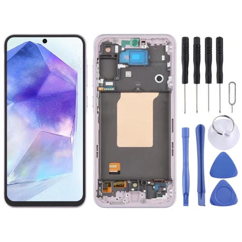LCD OLED Display Digitizer Komplett mit Rahmen Samsung Galaxy A55 SM-A556B (Rosa)