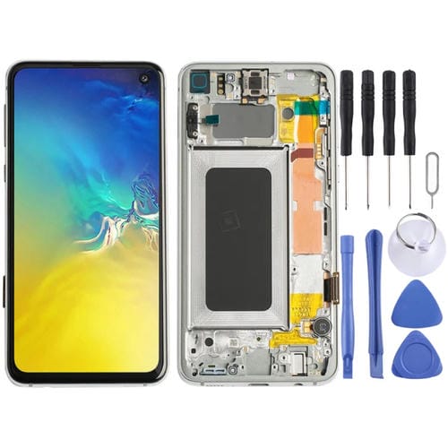 Écran LCD Super AMOLED Samsung Galaxy S10e avec Cadre (Argent)