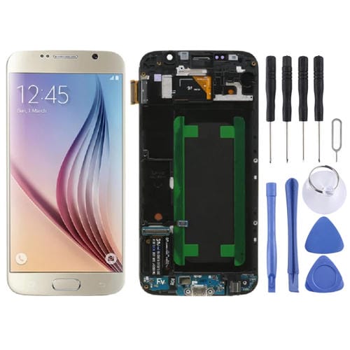 Pantalla Completa Original Super AMOLED Samsung Galaxy S6 SM-G920F con Marco (Oro)