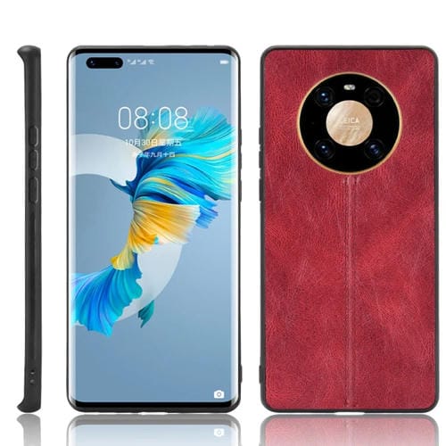 Para Huawei Mate 40 Pro Piel de patrón de vaca de costura a prueba de golpes PC + PU + TPU Funda (rojo)
