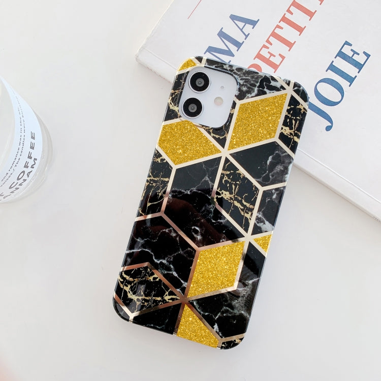 Caja de teléfono TPU para iPhone 12 Pro Max Glitter Powder Mármol Galvanizado (Negro)