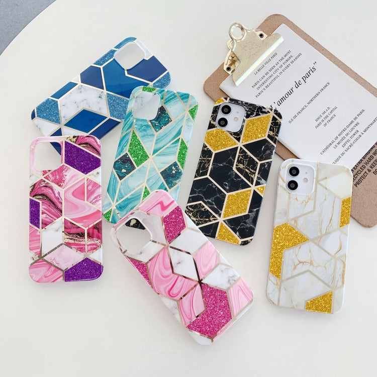 Funda para iPhone 12 Mini Polvo de Brillo Electrochapado Mármol TPU (Verde)