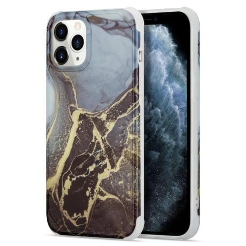 Funda para iPhone 12 Mini Four Corners Anti-Shattering Flow Gold Marble Imd (Negro)