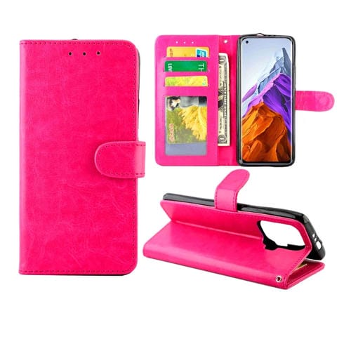 Para Xiaomi MI 11 Pro Crazy Horse Texture Clee Horizontal Flip Funda protectora con soporte y tragamonedas de tarjetas y marco de fotografía (magenta)