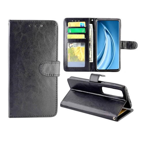 Para Xiaomi MI 10 SE Crazy Horse Texture Horizontal Flip Funda protectora con soporte y ranuras para tarjetas y marco de fotografía (negro)