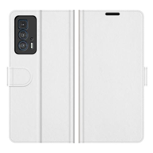 Para Motorola Edge 20 PRO R64 Textura de la funda protectora de un solo teléfono Horizontal Horizontal con soporte y ranuras para tarjetas y marco de la billetera y la foto (blanco)