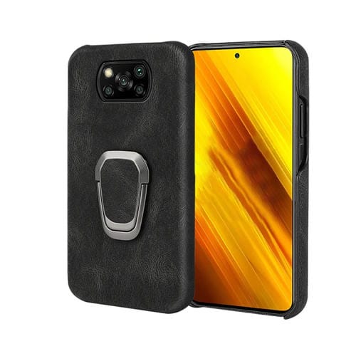 Funda telefónica de PU del soporte de anillo para Xiaomi POCO X3 / X3 NFC / POCO X3 PRO (Negro)