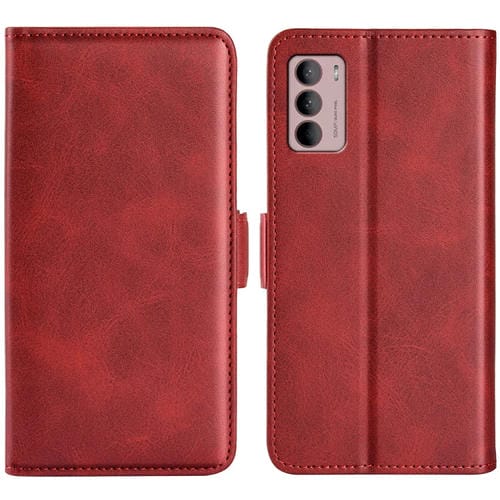 Para Motorola Moto G42 Caja de teléfono de cuero de hebilla magnética de doble lado (rojo)