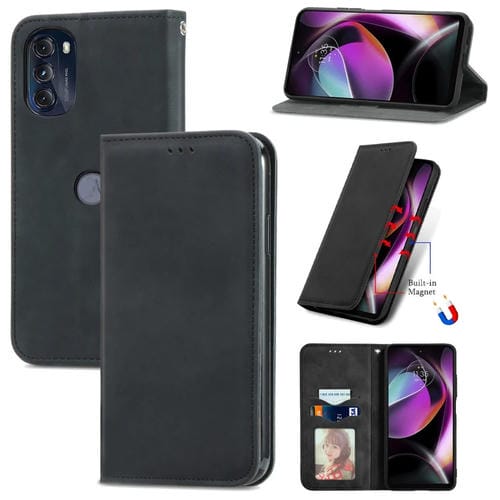 Funda para Motorola Moto G 2022 Retro Skin Magnetic Leather (Negro)